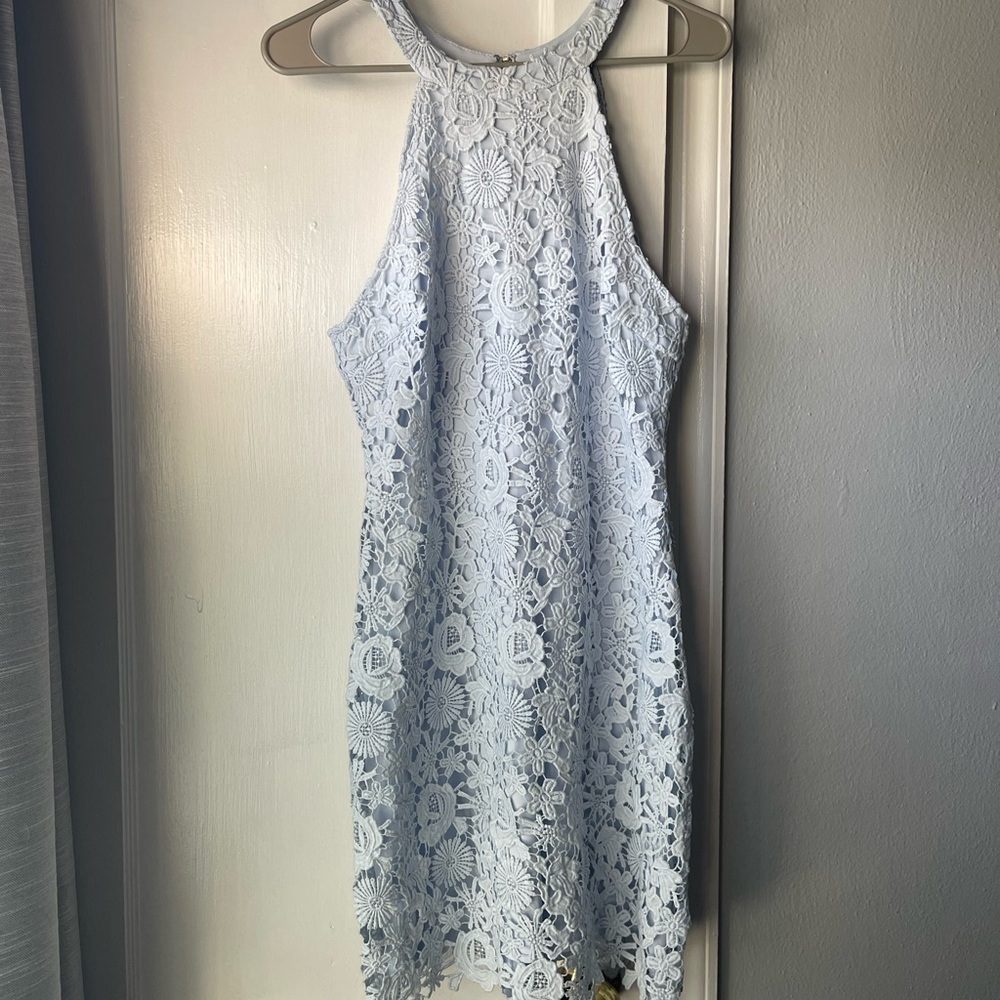 Lulus Love Poem Light Blue Mini Dress